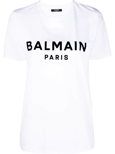 Balmain Logo-print Cotton T-shirt In Weiss