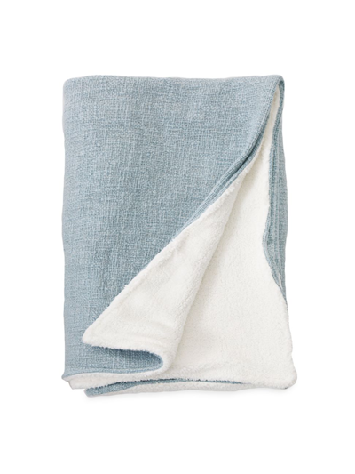 Pom Pom At Home Humboldt Cotton-linen Throw Blanket In Blue