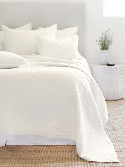 Pom Pom At Home Hampton Quilted Linen Pillow In Cream
