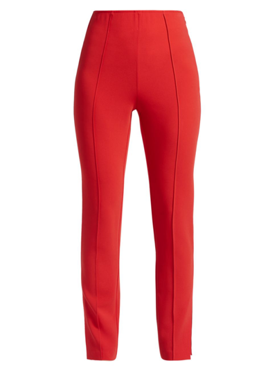 Cinq À Sept Brianne Pintuck Crepe Trousers In Ruby Red