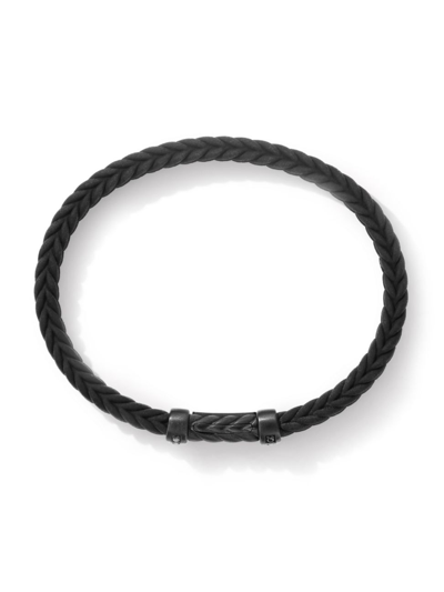 David Yurman Men's Chevron Black Rubber Bracelet With Black Titanium And Pavé Black Diamonds