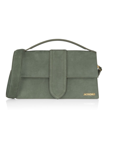 Jacquemus Le Bambinou Leather Shoulder Bag In Dark Khaki