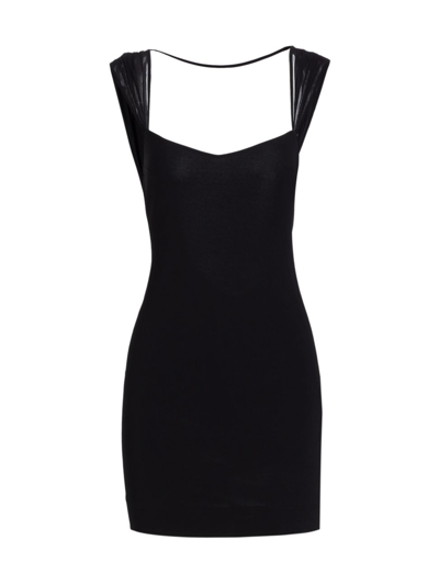 Nensi Dojaka Butterfly Open-back Stretch-woven Mini Dress In Black