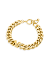 Michael Kors Women's 14k-gold-plated & Cubic Zirconia Monogram Logo Bracelet