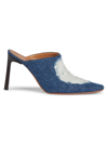 Loewe Ripped Denim Stiletto Mules In Washed Denim