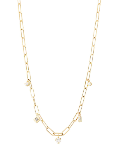 Zoë Chicco 14k Yellow Gold Paris Diamond Round, Princess, & Baguette Dangle Collar Necklace, 14-16