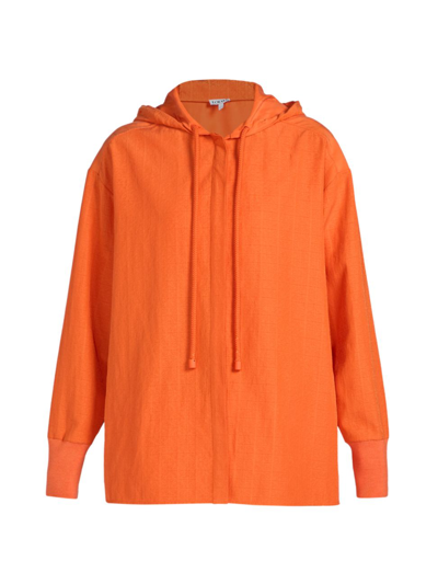 Loewe Anagram Jacquard Hooded Shirt In Bright Orange