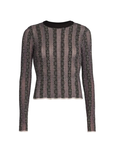 Loewe Striped Jacquard-logo Sweater In Black