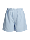 Loulou Studio Linen-blend Pull-on Shorts In Blue