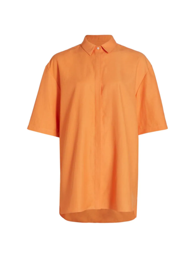 Loulou Studio Oversized Linen-blend Shirt In Orange