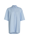 Loulou Studio Oversized Linen-blend Shirt In Blue