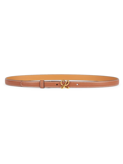 Loewe L Buckle Leather Belt In Tan Gold