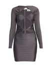 Coperni Twisted Cut-out Jersey Mini Dress In Taupe Grey