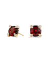 David Yurman 18k Yellow Gold Chatelaine Garnet & Diamond Stud Earrings In Red/gold