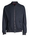 Isaia Cashmere Blend Bomber Jacket In Navy