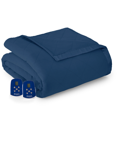 Shavel Micro Flannel 7 Layers Of Warmth Queen Electric Blanket Bedding In Smoke Mountain Blue