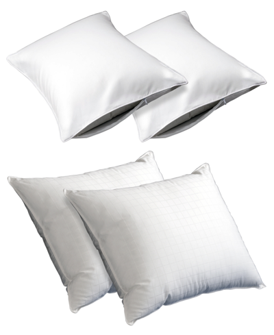 Allied Home Pure Weave Extra Firm Allergen Barrier Pillow 4 Piece Protector And Pillow Bundle, King In White
