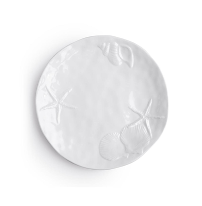 Q Squared Melamine Sea Life 11" Dinner Plates, Set Of 4 In White