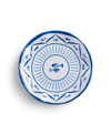 Q Squared Melamine Sardinia 8" Salad Plates, Set Of 4 In White Blue