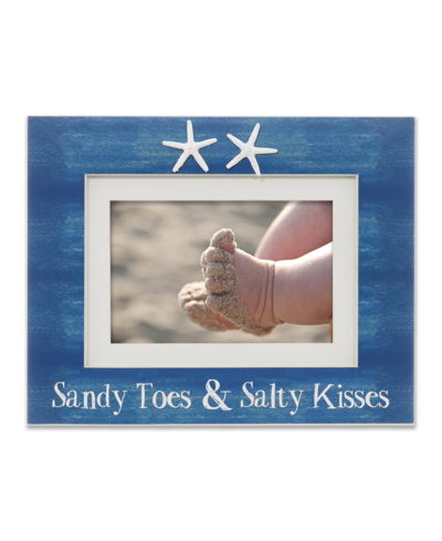 Lawrence Frames Shell Design Sandy Toes And Salty Kisses Beach Picture Frame, 4" X 6 Or 5" X 7 " In Blue