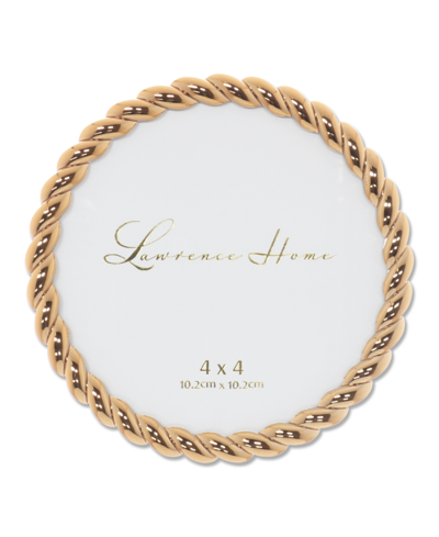 Lawrence Frames Round Metal Picture Frame With Rope Design, 4" X 4" In Gold-tone