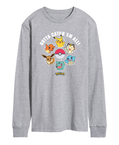 Airwaves Men's Pokemon Gotta Catch 'em Long Sleeve T-shirt In Gray