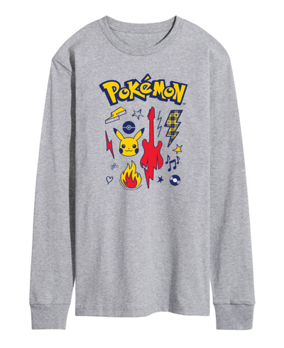 Airwaves Men's Pokemon Punk Symbols Long Sleeve T-shirt In Gray