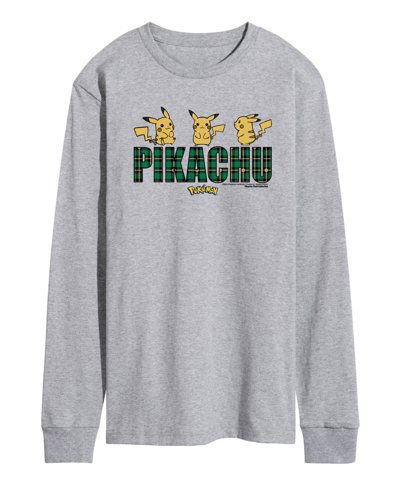 Airwaves Men's Pokemon Pikachu Long Sleeve T-shirt In Gray