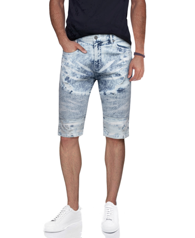 X-ray Men's Stretch Moto Denim Shorts In Bleach