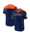 Fanatics Men's  Navy, Red Cleveland Indians Cooperstown Collection True Classics Walk-off V-neck T-sh In Navy/orange