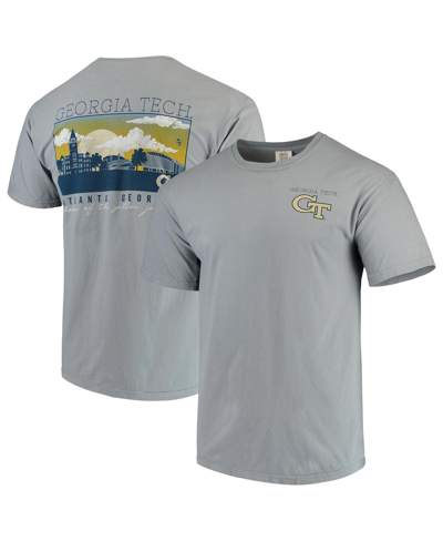 IMAGE ONE MEN'S GRAY GEORGIA TECH YELLOW JACKETS TEAM COMFORT COLORS CAMPUS SCENERY T-SHIRT