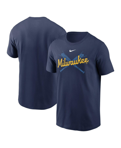 Nike Men's  Navy Milwaukee Brewers Wordmark Local Team T-shirt