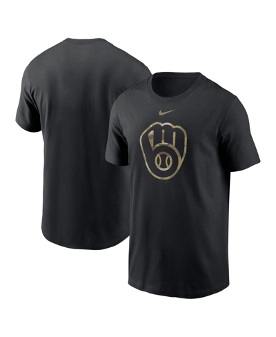 Nike Men's  Black Milwaukee Brewers Camo Logo Team T-shirt