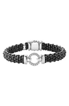Lagos Black Caviar Ceramic Bracelet With Sterling Silver And Diamonds In Black/ Silver/ Gold