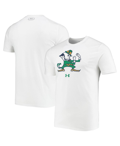 Under Armour Men's  White Notre Dame Fighting Irish Mascot Logo Performance Cotton T-shirt