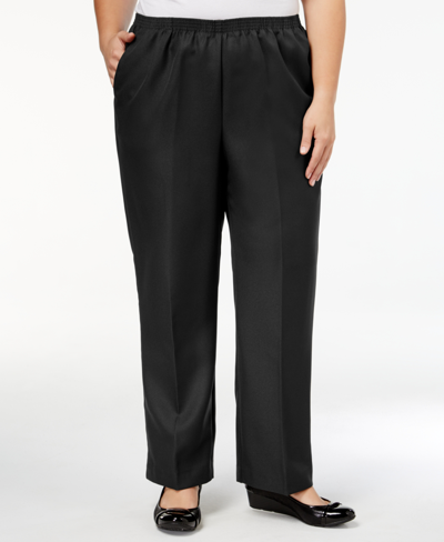 Alfred Dunner Second Nature Plus Size Pull-on Straight Leg Pants In Black