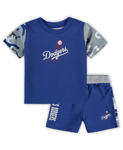 Outerstuff Newborn And Infant Boys And Girls Royal, Los Angeles Dodgers Pinch Hitter T-shirt And Shorts Set