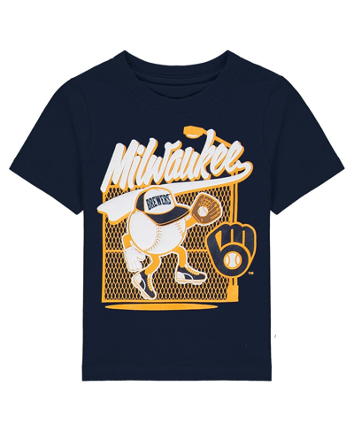 Outerstuff Toddler Boys And Girls Navy Milwaukee Brewers On The Fence T-shirt