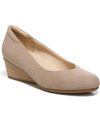 Dr. Scholl's Be Ready Womens Faux Suede Slip On Wedge Heels In Taupe Faux Patent
