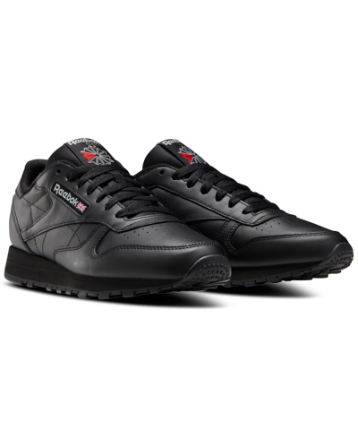 Reebok Big Kids Classic Leather Casual Sneakers From Finish Line In Core Black/core Black/pure Grey 5