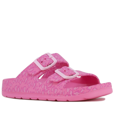 Sugar Little Girls Slide Sandals In Pink Leopard