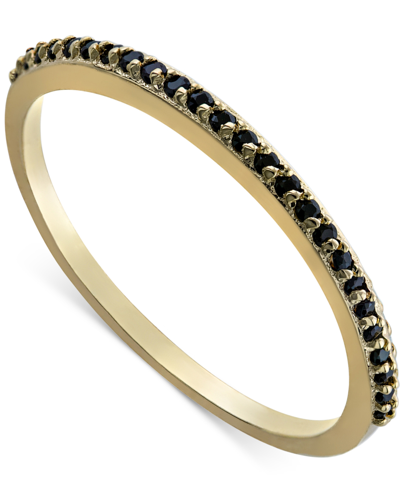 Giani Bernini Black Spinel Narrow Band In 18k Gold-plated Sterling Silver, Created For Macy's In Gold Over Silver