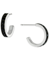 Giani Bernini Black Crystal Small Hoop Earrings In Sterling Silver, 0.59", Created For Macy's In Black