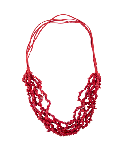 Barse Wildfire Genuine Red Coral Chips Statement Necklace