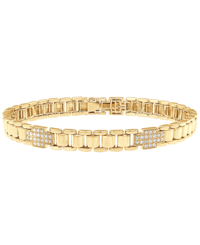 Macy's Men's Diamond Cluster Wide Link Chain Bracelet (2 Ct. T.w.) In 10k White Gold In Yellow Gold