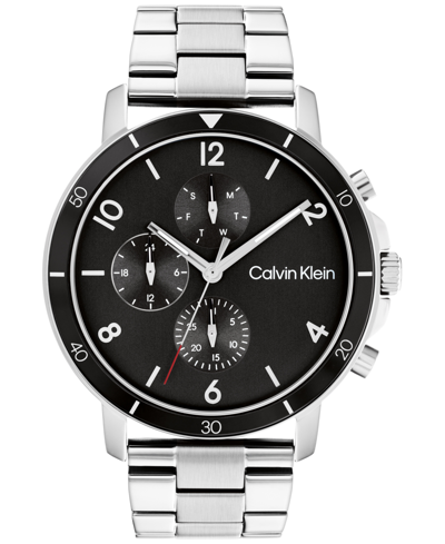Calvin Klein Men's Gauge Stainless Steel Bracelet Watch 46mm In Silver