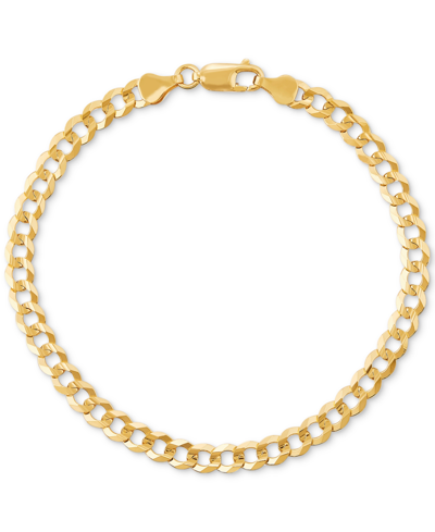 Macy's Men's Concave Curb Link Chain Bracelet In 14k Gold-plated Sterling Silver In Gold Over Silver