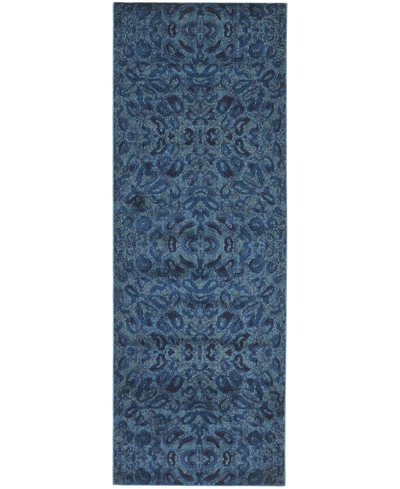 Simply Woven Remmy R3424 2'10" X 7'10" Runner Area Rug In Blue