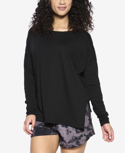 Felina Women's Textured Slub Knit Tee In Black