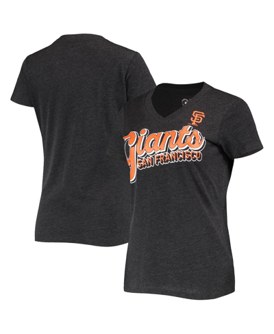 G-iii 4her By Carl Banks Women's  Heathered Black San Francisco Giants First Place V-neck T-shirt